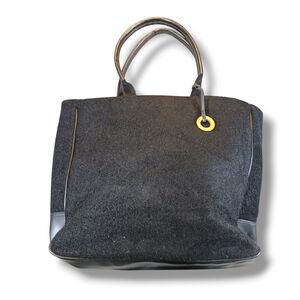 Givenchy Tote Medium Black Sherpa Faux Leather Straps Gold Hardware Red Lining